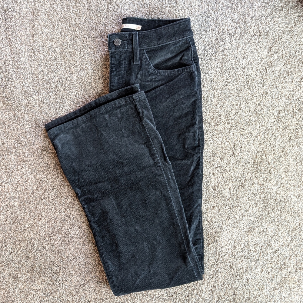 Levi 726 Black Corduroy Flare Jeans size 27